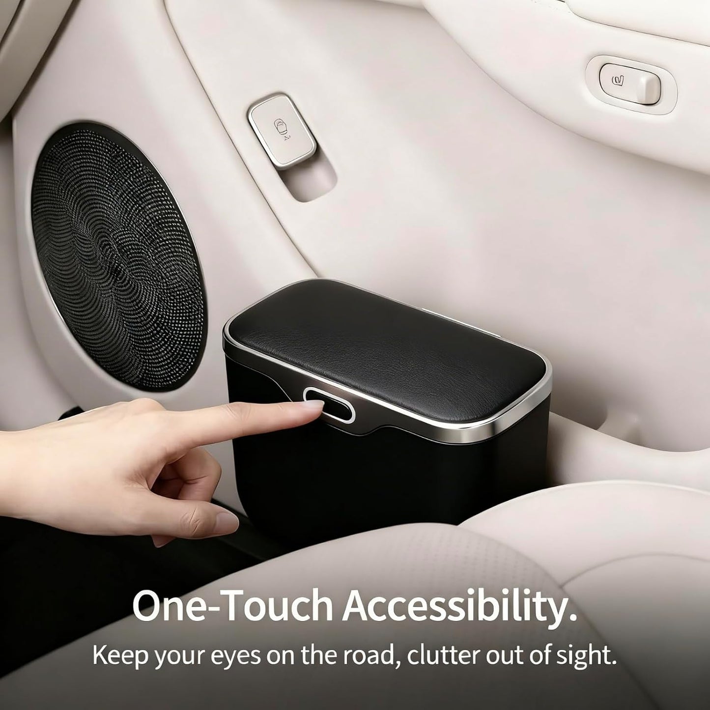 Car Trash Can with Lid - Leakproof Mini Garbage Bin for Door or Seatback,Premium ABS Auto Organizer,Space-Saving Car Garbage Can for Commuters,Families and Pet Owners,Fit for SUV,Sedan,Truck (Black)