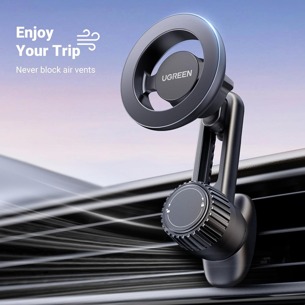 UGREEN Magnetic Phone Mount for Car Compatible for Magsafe, Not Blocking Air Vent, Strengthen Magnetic Power Car Phone Holder Compatible with iPhone 16 15 Pro Max 14 13 12 Pro Mini MagSafe Case