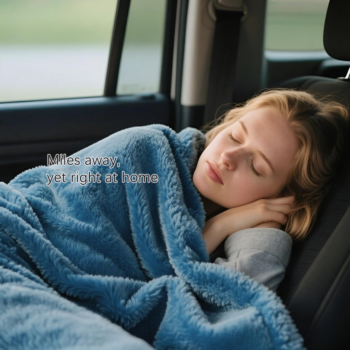 Melissa Large Soft Travel Blanket and Inflatable Pillow Set | Size - 69“ x 43.3”, Lightweight, Compact & Washable for Backpacking, Hiking, Airplane, Car, Office, Camping (Blue)