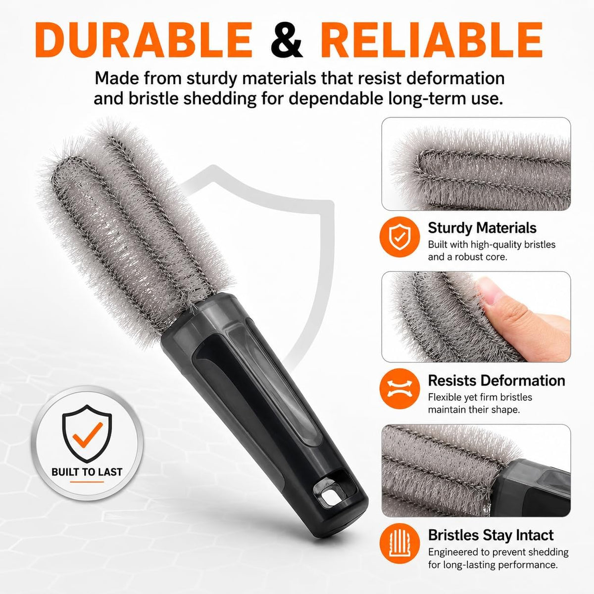ULTCHNOVO Car Lug Nut Brush, Flexible Bristles Wheel and Rim Cleaning Tool