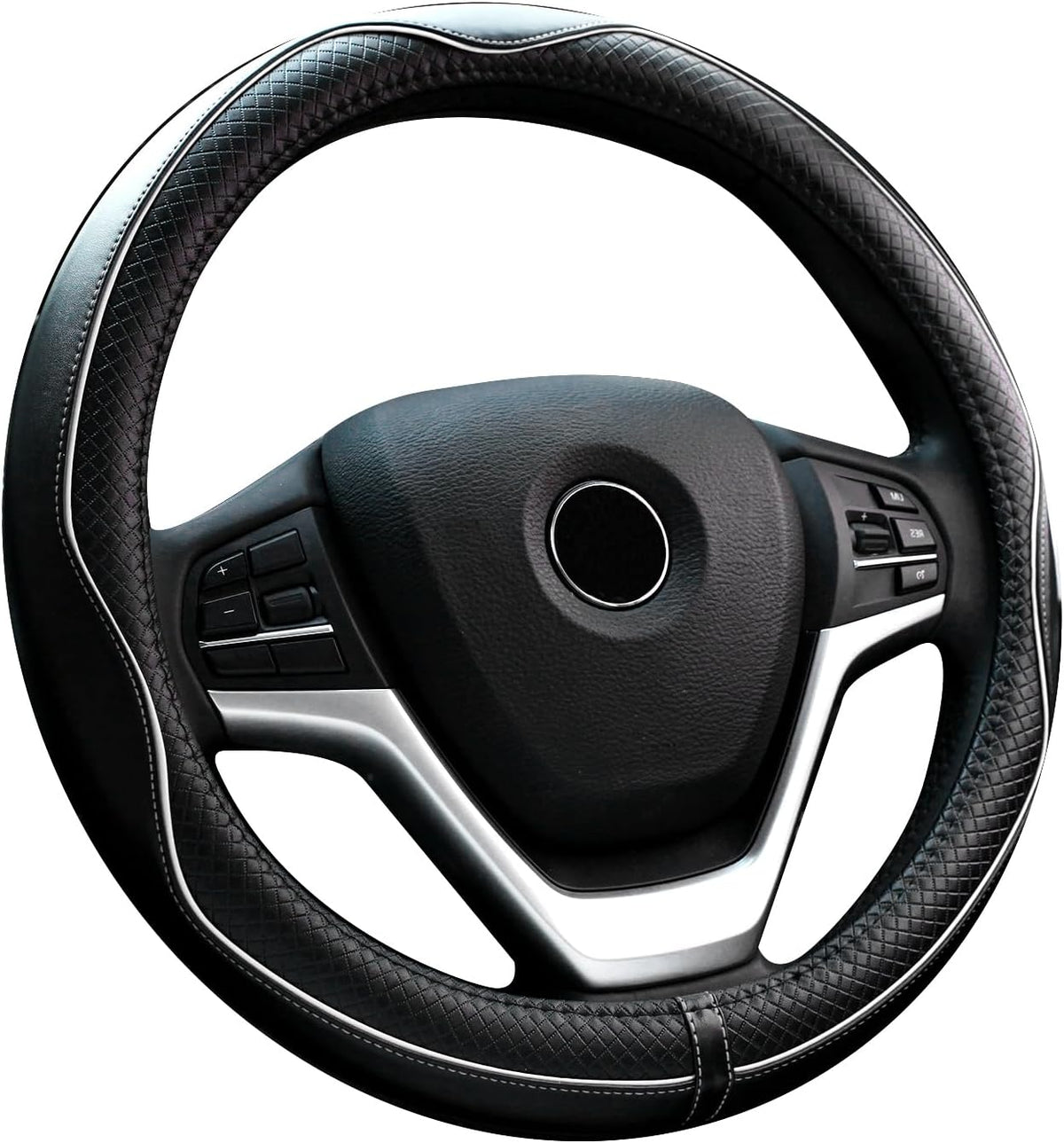 Valleycomfy Steering Wheel Covers Universal 15 inch - Genuine Leather