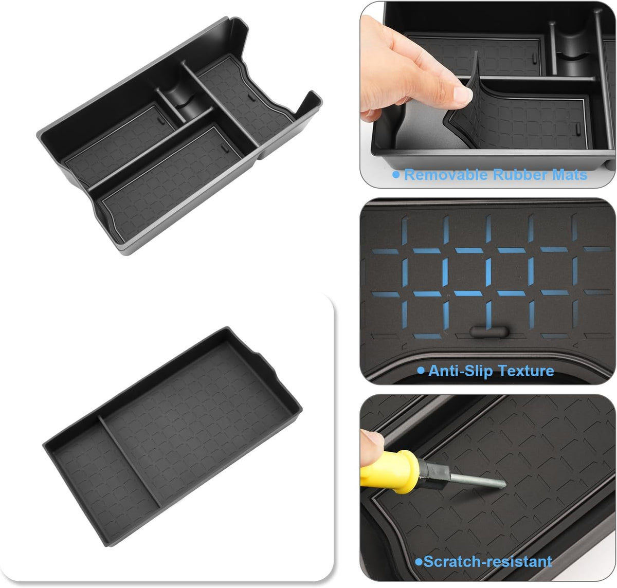 (Upper+Lower Layer) 2026 R AV4 Center Console Organizer for Toyota R AV4 (LE/SE/XLE Premium/Woodland/XSE/Limited), Durable ABS&Silicone Console Tray Insert 2026 R AV4 Accessories