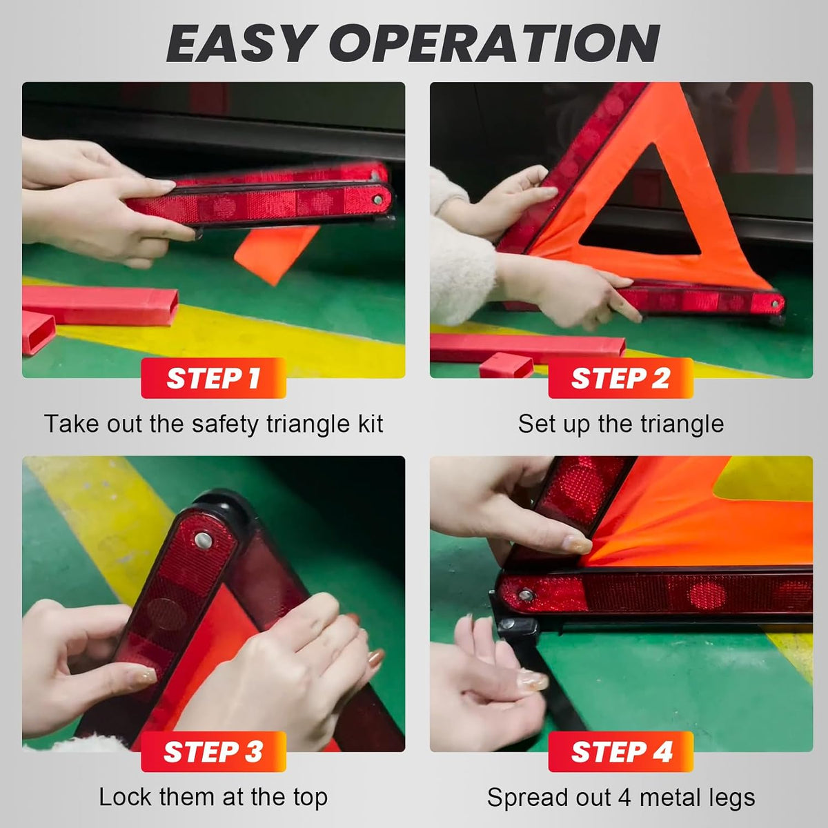 DASBET Emergency Warning Triangles 3 Pack Roadside Safety Triangle