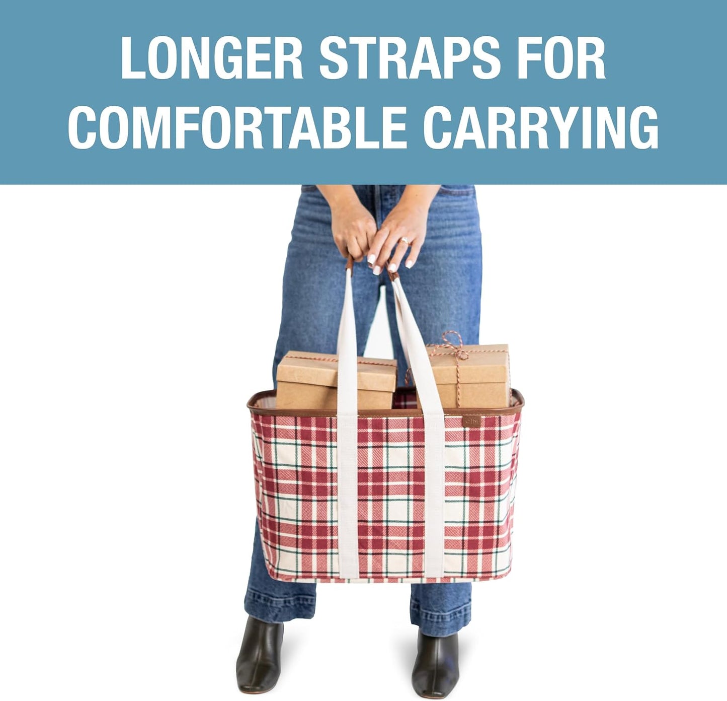 CleverMade Collapsible LUXE Tote, 30L Foldable Grocery Shopping Bag, Reusable