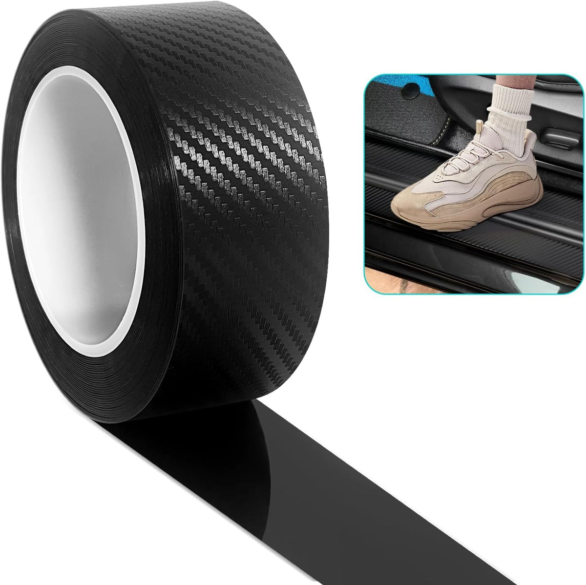 Black Carbon Fiber Wrap (4In x 33Ft) 5D Carbon Window Sill Bumper