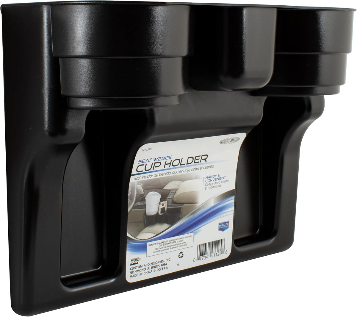 Custom Accessories Seat Wedge Cup Holder, Center Storage for Smartphones