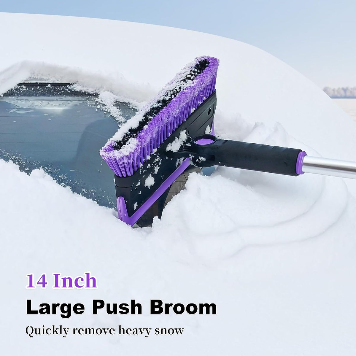 HEEYA 56 Inch Truck Snow Brush and Ice Scraper, Heavy Duty Snow Broom