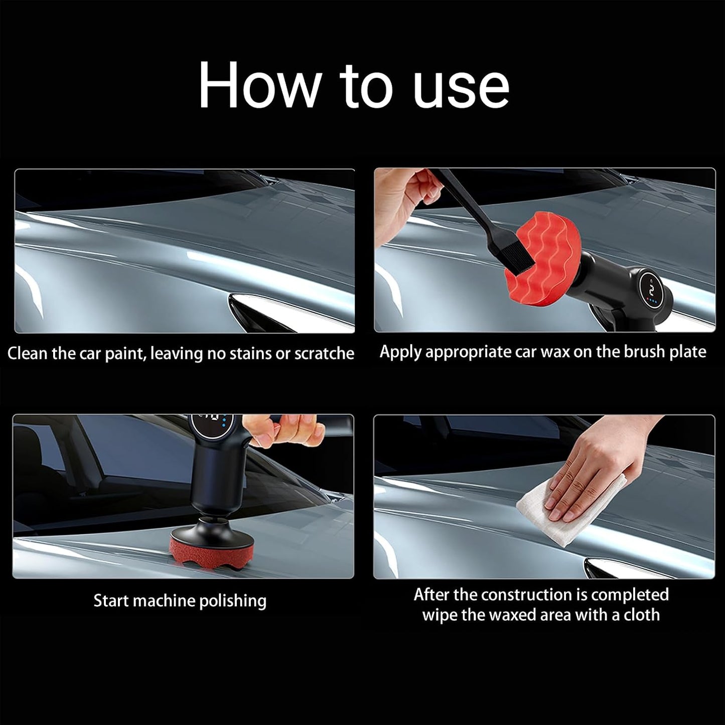 Car Buffers and Polishers Kit, Polisher for Car Detailing, 900/1350RPM | Cordless Eccentric Car Polisher with LCD Screen 2 Speeds Gears Metal Waxing Wood Grinding Rust Removal Tool
