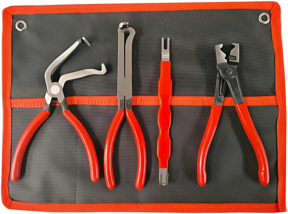 4-in-1 Automotive Clip Pliers Set, Electrical Disconnect & Connector Removal Tool Kit with Straight & 60° Angle Pliers, Separator & Hose Clamp Plier for Car Truck SUV Repair, Mechanics & DIY