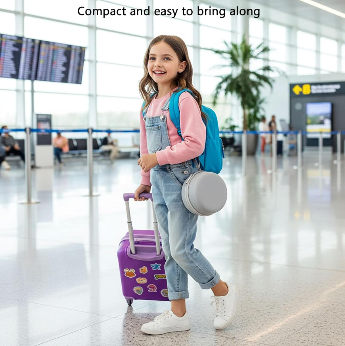 Kids Travel Pillow - Memory Foam Soft Airplane Neck Pillow for Head Neck Support,Compact Design with Hard Case,for Airplane,Car,Home Recliner,or Toddler Travel Support (Kids Pillow-Pink)