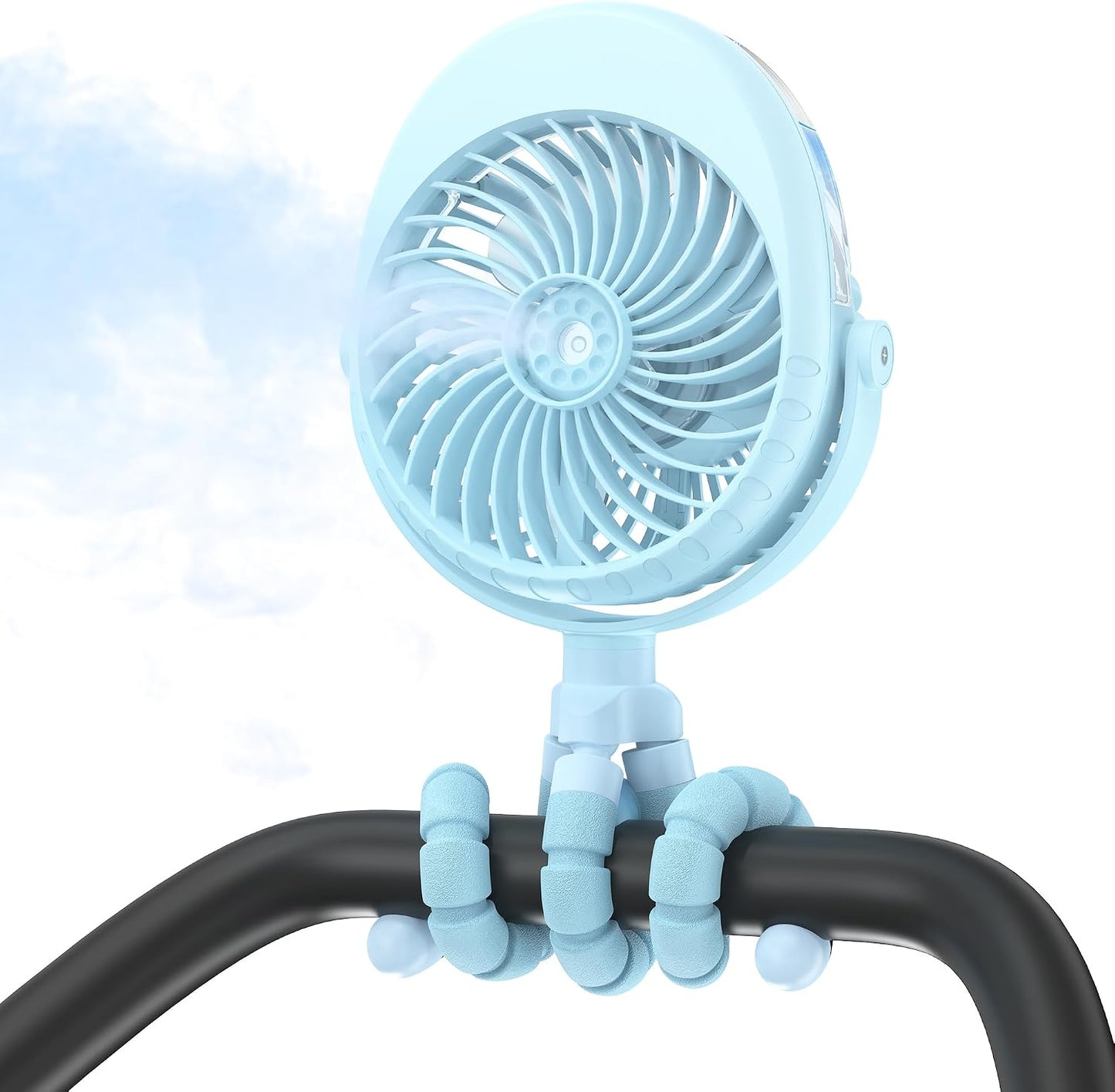 2026 Upgraded Misting Baby Stroller Fan Rechargeable, Flexible Tripod Clip for Car Seat Crib, Baby Shower Gifts & Baby Registry Search, Newborn Essentials for Beach Travel, Disney Summer Essentials