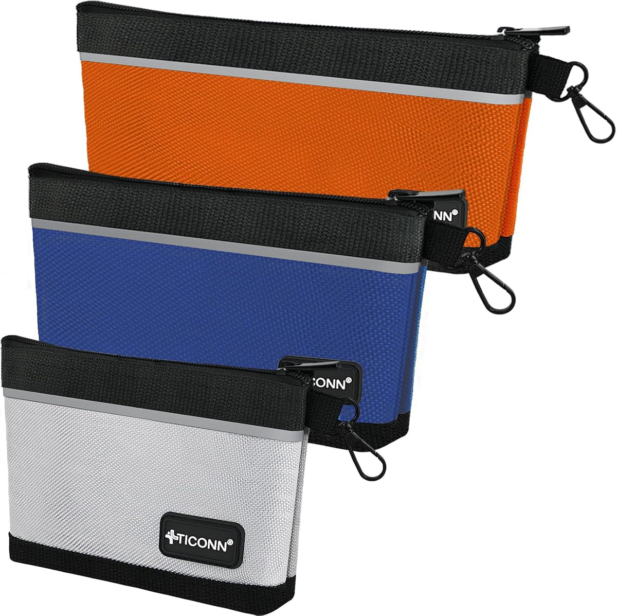 TICONN 3PK Tool Pouches with Zipper, Waterproof 1680D Oxford Small Tool Bag