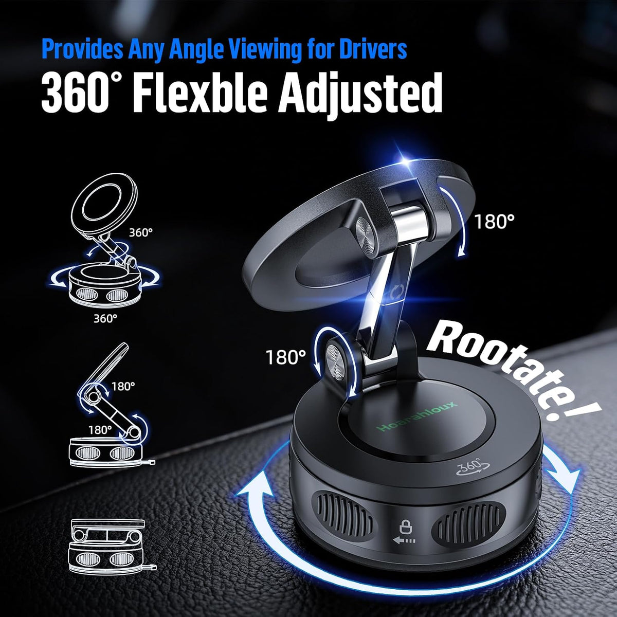 Magnetic Phone Holder for Car Dashboard Windshield Mount Strong Suction Cup