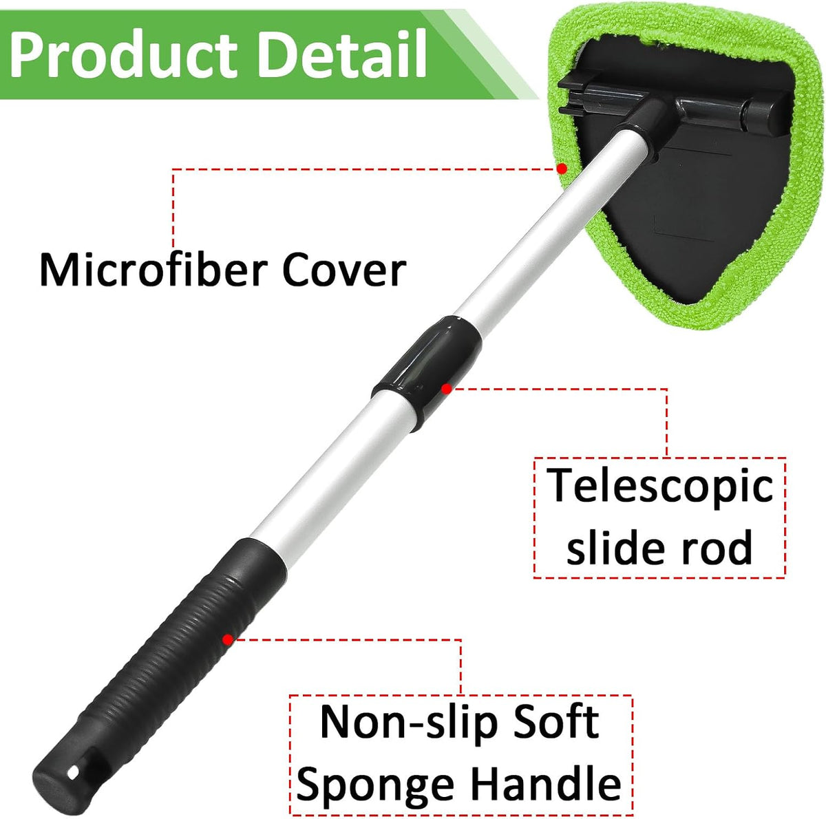 Beieverluck 3 Pieces Windshield Cleaning Tool Inside Car Window Cleaner Cleaning Tool with Extendable Handle, 9 Microfiber Pads and 3 Spray Bottles Car Auto Glass Wiper Kit
