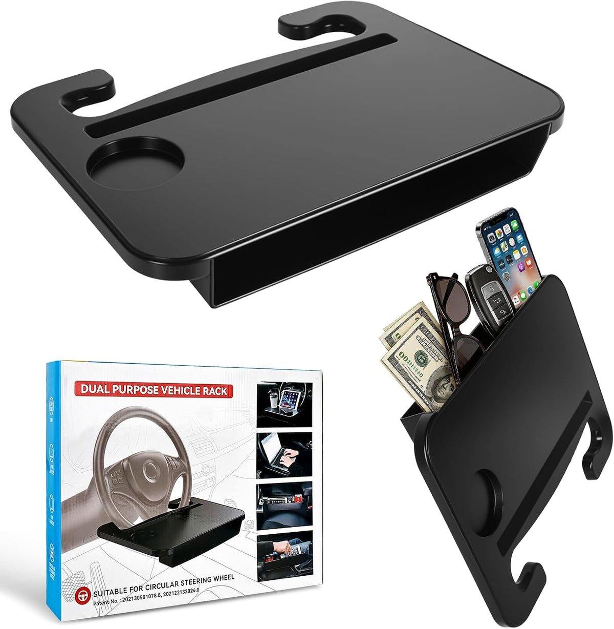 2-in-1 Steering Wheel Tray & Seat Gap Organizer