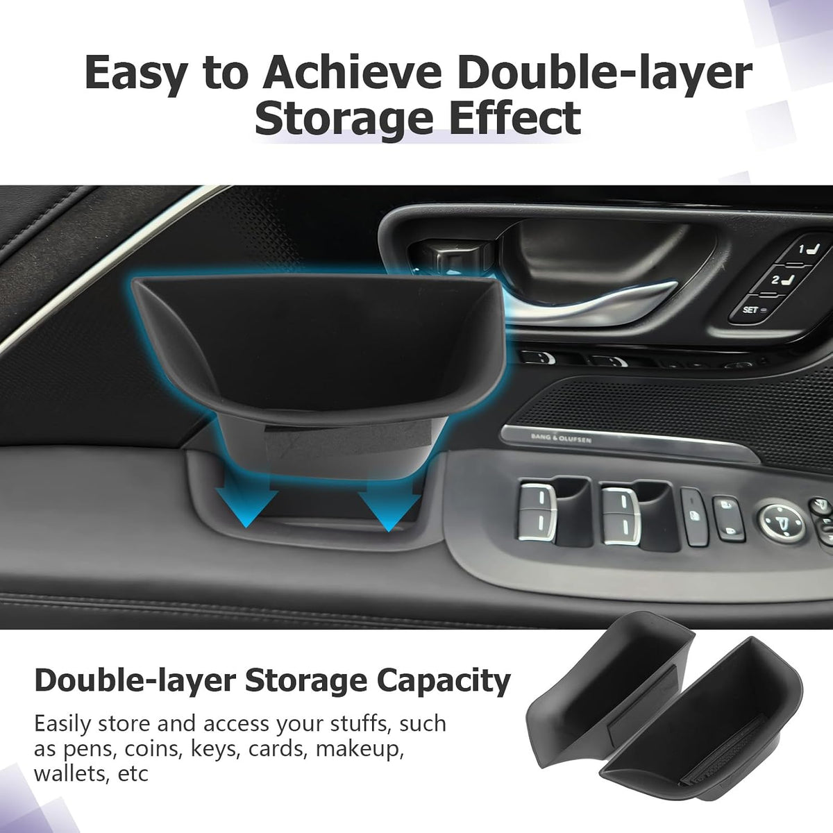 LUWU 2025 2026 A cura ADX Front Door Side Box Compatible with 2025 2026 A cura ADX Accessories Center Console Organizer Armrest Console Organizer Insert Tray 2-Pack