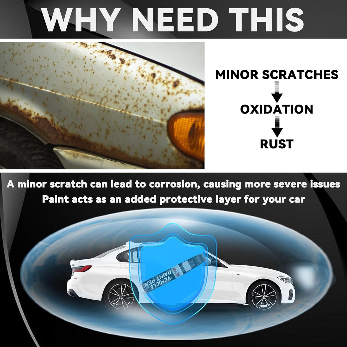 White Car Paint Touch Up Pen, Color Accurate Touch Up Paint for Cars, Professional Automotive Scratch Repair, Lasting Auto Scratch Remover, Fast Dry, Easy to Use, Safe and Washable, Versatile Use