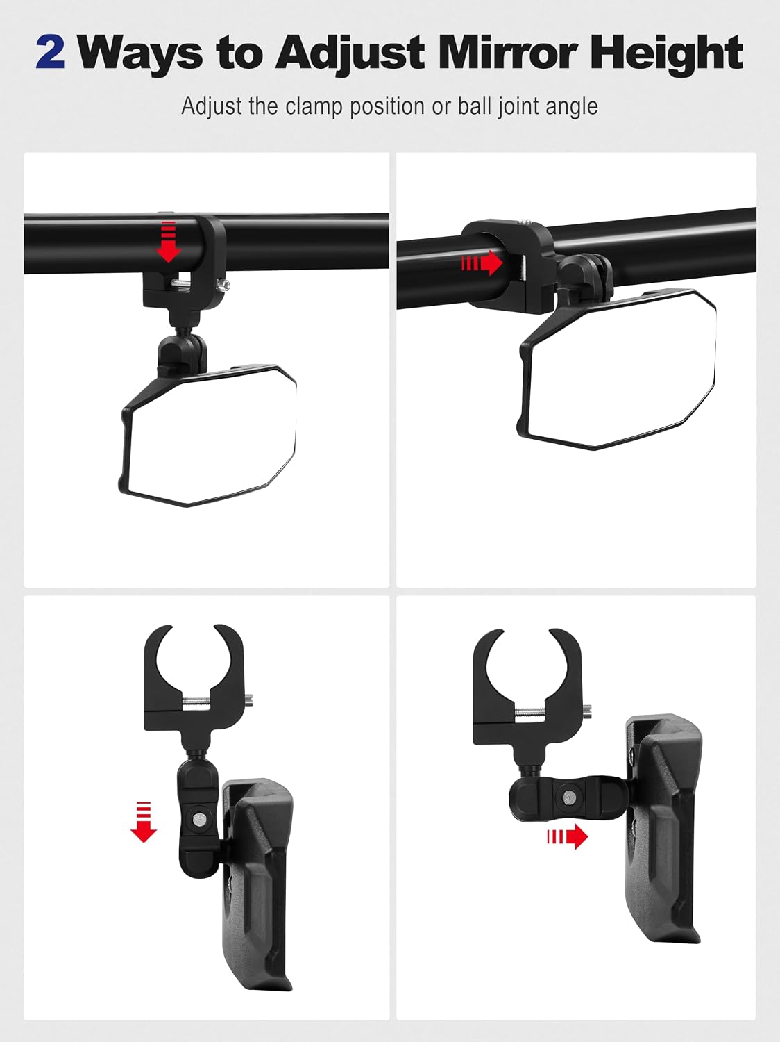 ZIDIYORUO UTV Rear View Mirror, Tool-Free Adjustable SXS Center Mirror