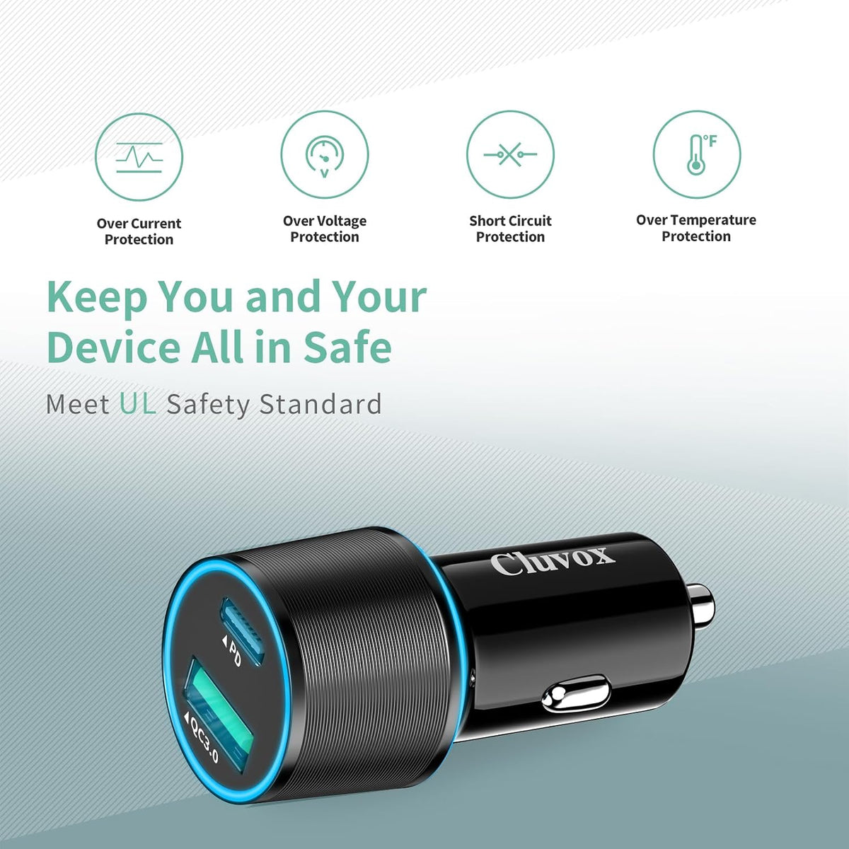 5 Pack 38W USB C Car Charger, Cigarette Lighter Adapter for iPhone/Android