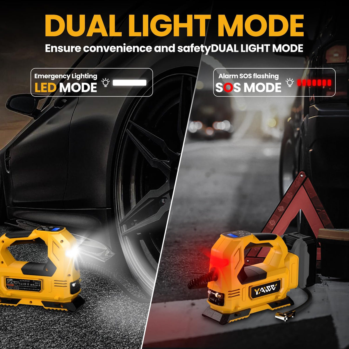 Cordless Tire Inflator Air Compressor Compatible with Dewalt 20V Battery,160PSI Portable LED Light Handheld Pump with Digital Pressure Gauge Cars Motorcycles Bikes Balls(Battery Not Included)