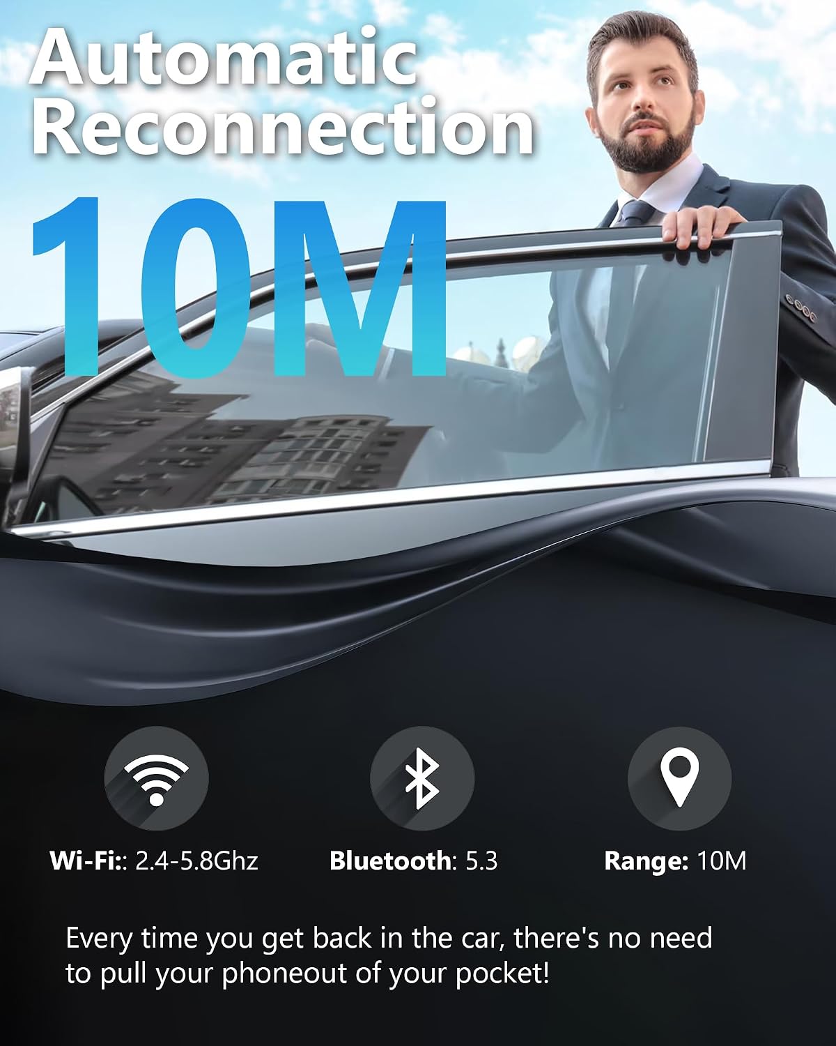 2 in 1 Wireless Carplay Adapter -Android Auto Adapter, 5.4/6GHz for iPhone