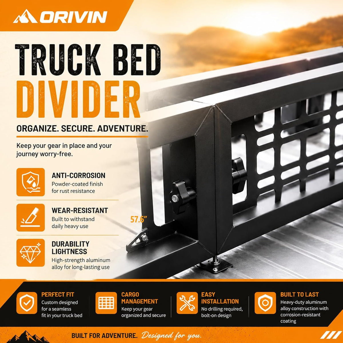 Truck Bed Divider Compatible with 2020-2026 Jeep Gladiator JT,Truck Bed Organizer Cargo Manager Replacement for 2020-2026 Jeep Gladiator Accessories
