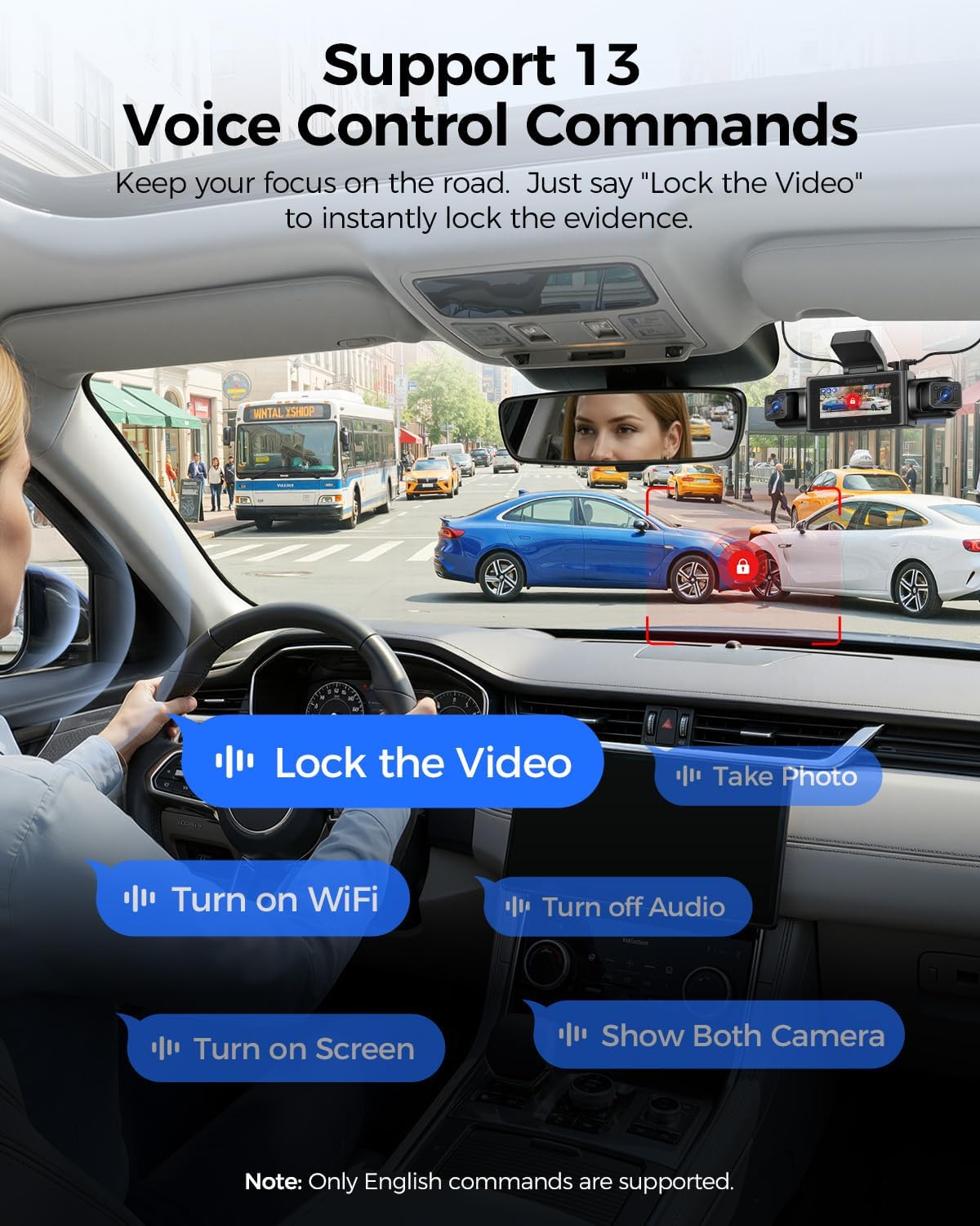 AZDOME M350 4 Channel 360 Dash Cam, 2.5K Front 1080P Rear Inside, GPS WiFi
