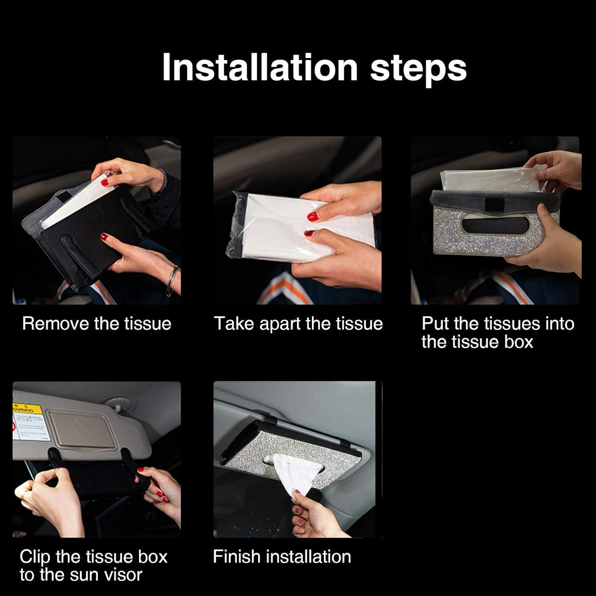 ChuLian Bling Bling Car Visor Tissue Holder