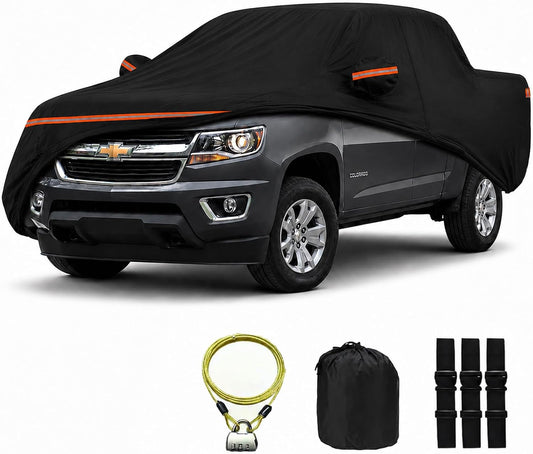 Pickup Truck Car Cover for Chevy Colorado & GMC Canyon Extended Cab and Crew Cab Long Box (6.2ft Bed), Waterproof Heavy Duty Full Exterior Cover Outdoor Protection Rain, UV Rays, Dust, Snow and Wind