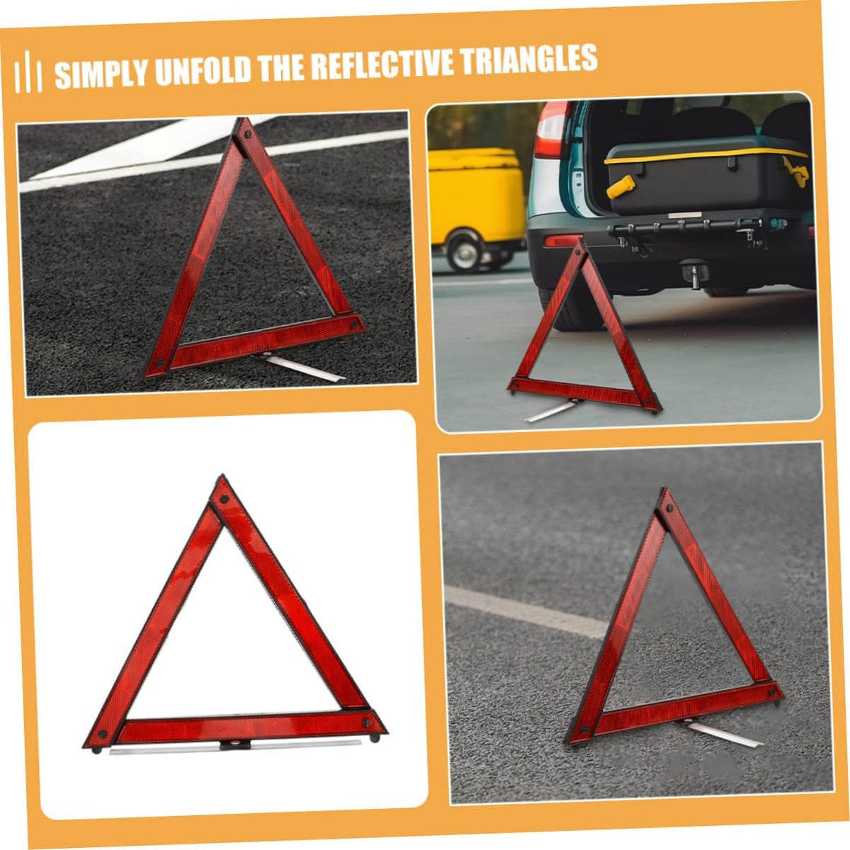 Zerodeko 5pcs Foldable Reflective Warning Triangles Essential Emergency Tool for Roadside Safety Compact Design for Vehicles and Trucks Enhanced Night Visibility