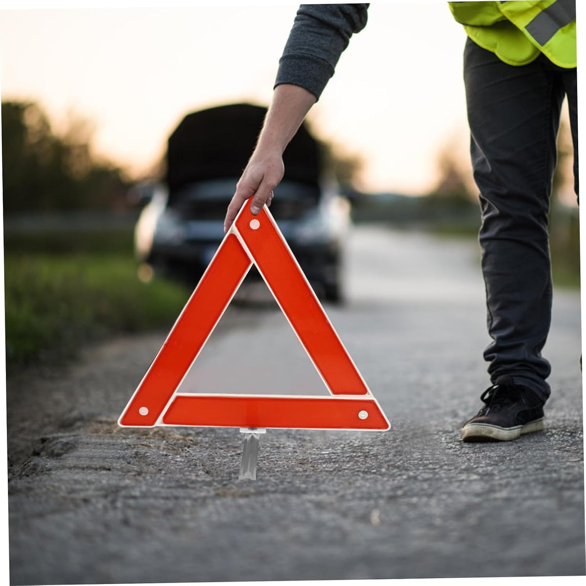 2pcs Car Warning Triangle Folding Safety Sign, Red Plastic