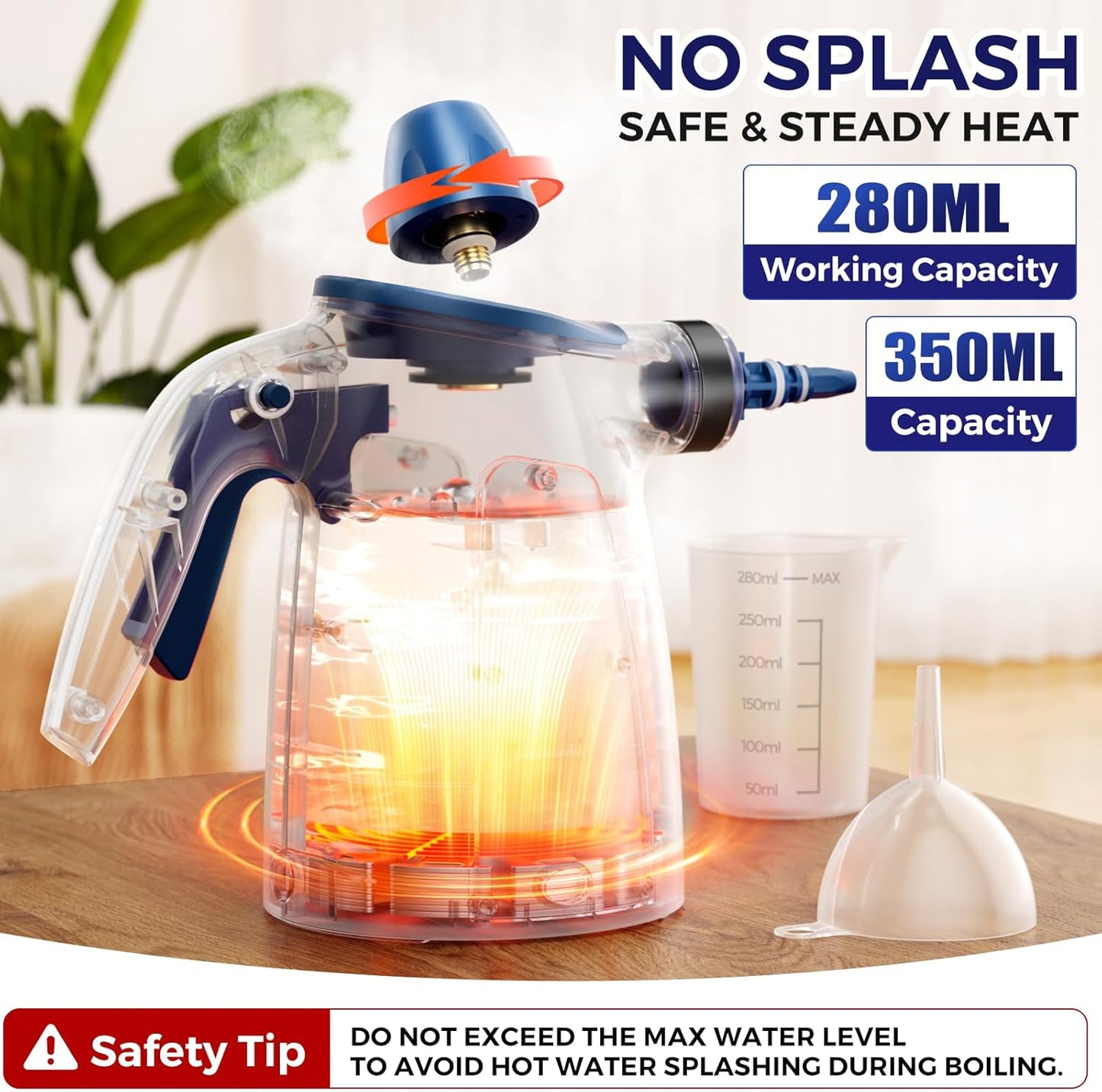 Handheld Steam Cleaner, 230°F Pressurized Steamer with No Water Spitting & Continuous Steam, 350ML Chemical-Free Deep Cleaning for Grease & Grime, 14 Accessories for Grout, Bathroom, Kitchen & Car