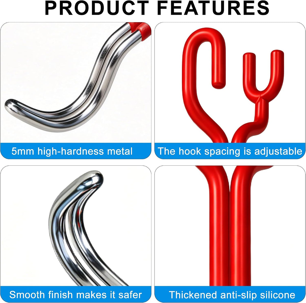 2-Pack 100LBS Hard Hat Holder, Red Silicone Metal Headrest Hooks