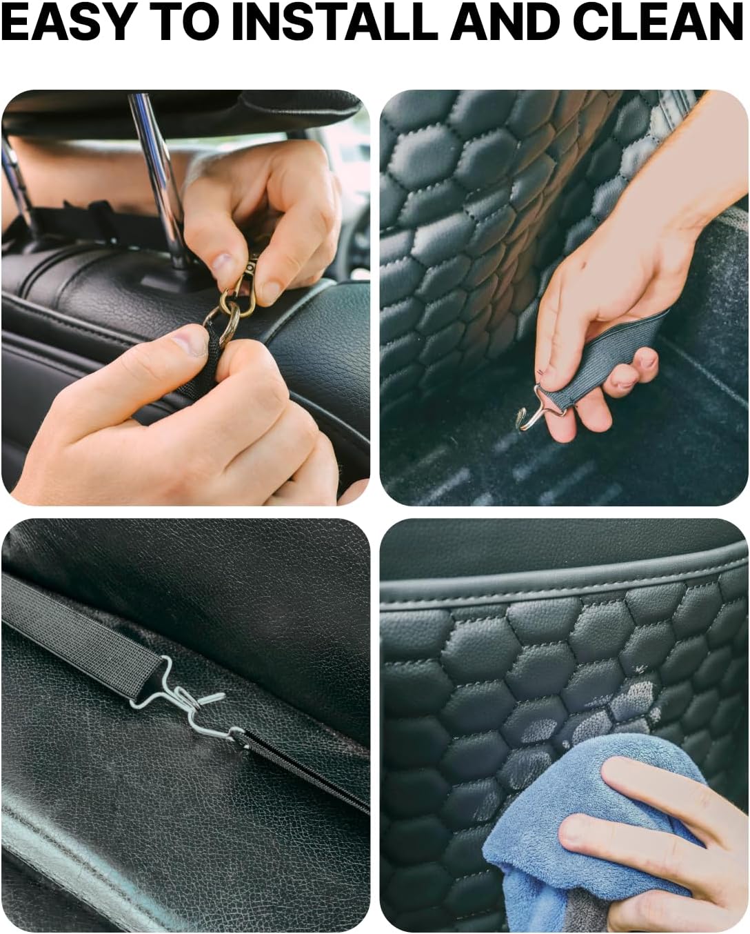 Owleys Back Seat Organizer for Kids with Seat Protector, Black Set