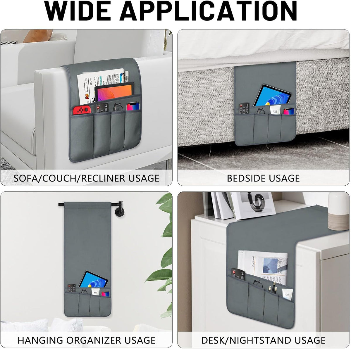 Remote Control Holder for Armchair Caddy, Remote Holder with 5 Pockets