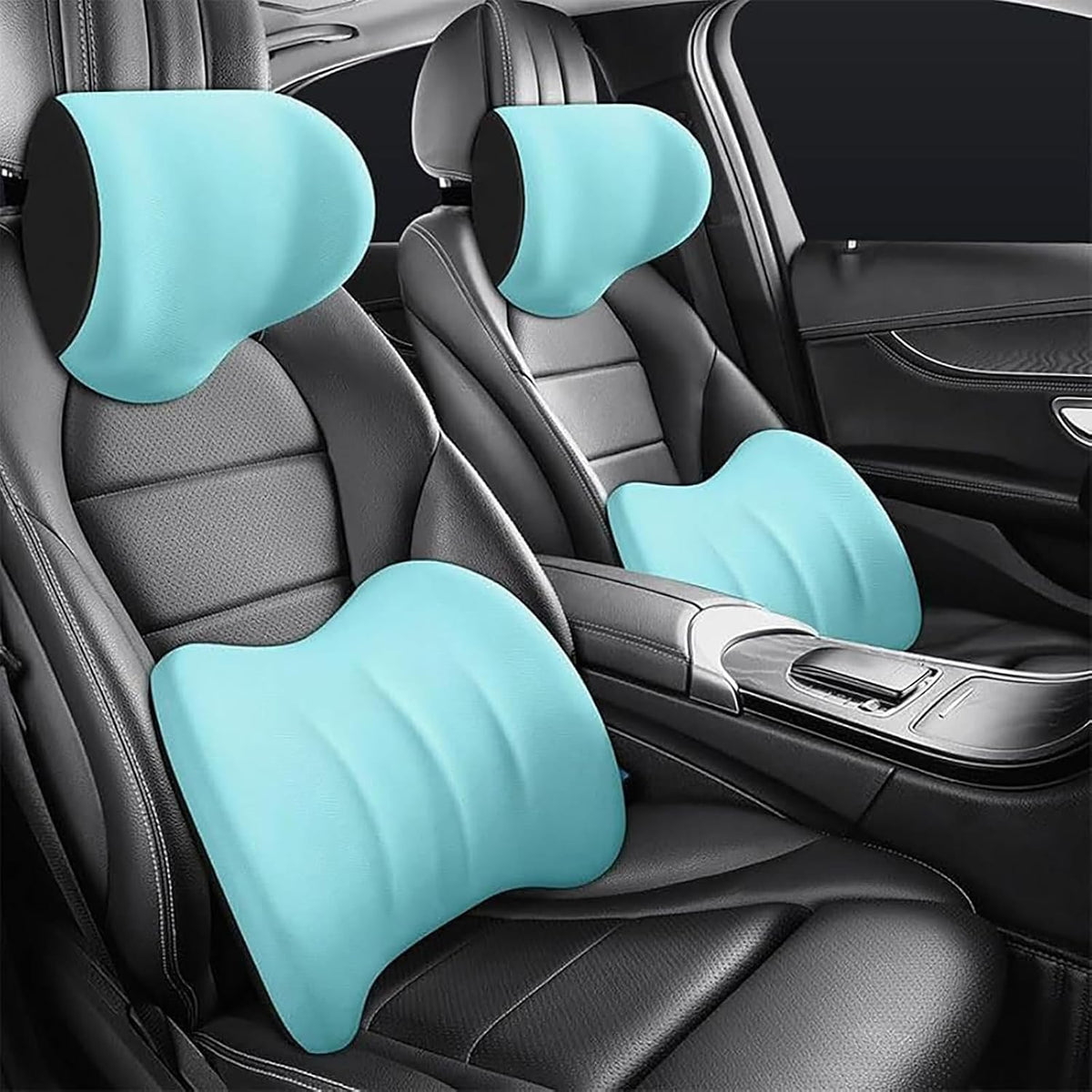 Car Headrest & Lumbar Support Cushion for Honda CRV 2023 2024 2025, Ergonomic Car Seat Headrest Memory Foam Neck and Back Pillow Kit Breathable Removable for Driving Fatigue Relief,B/Gray