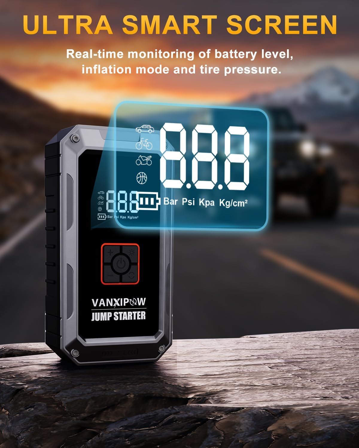 M1 7000A Car Battery Jump Starter with Air Compressor 150PSI (9.0 L Gas/8.0L Diesel), Portable Car Jump Starter Power Pack, Battery Charger 12V Jump Box with LED Light, Large LED Display, Power Bank