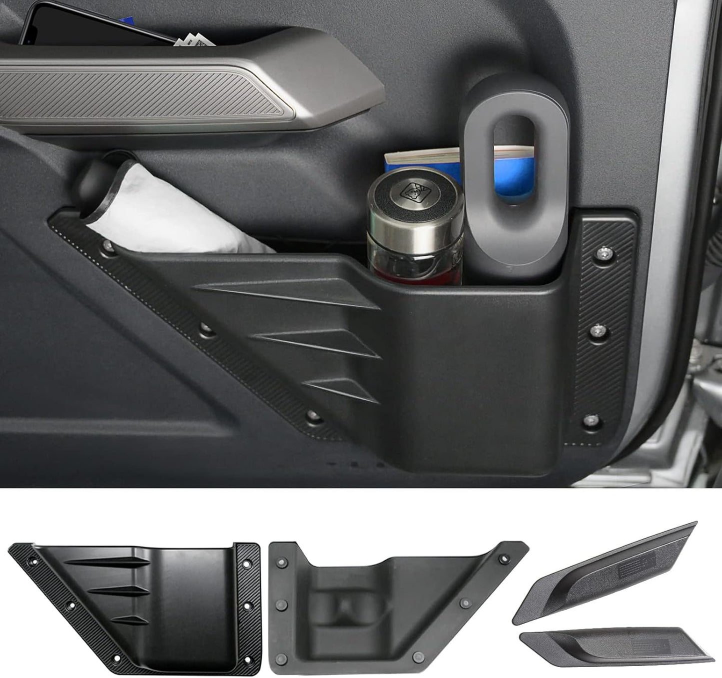 Mabett Rear Door Pocket for Ford Bronco Accessories 2026 2021-2025, Side Door Storage Box fit Bronco 4-Door, Drilling Required, Black