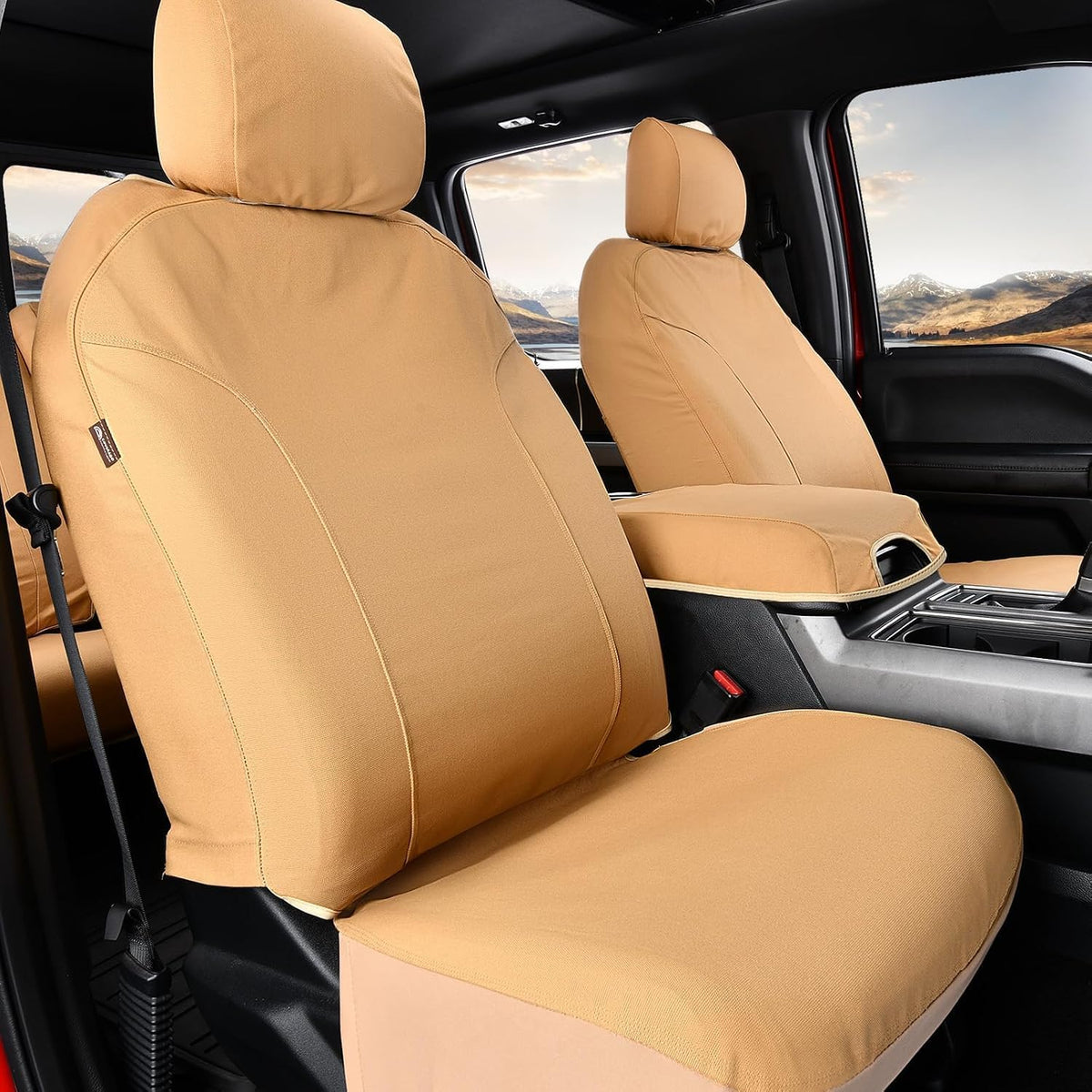 Coverado Rear Car Seat Covers, Waterproof Canvas Seat Protector for Car Seat Cushions for Kids & Dogs, Seat Covers Compatible with 2015-2026 Ford F150&2017-2026 Ford F250 F350 F450(Gray, 2PCS)