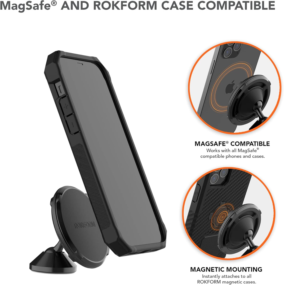 Rokform Dual Magnet Swivel Dash Mount, Adjustable & Aluminum (Black)