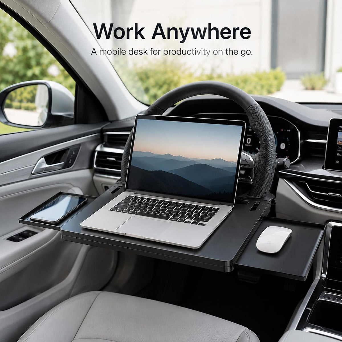 2‑in‑1 Extendable Steering Wheel Tray, Adjustable Car Desk