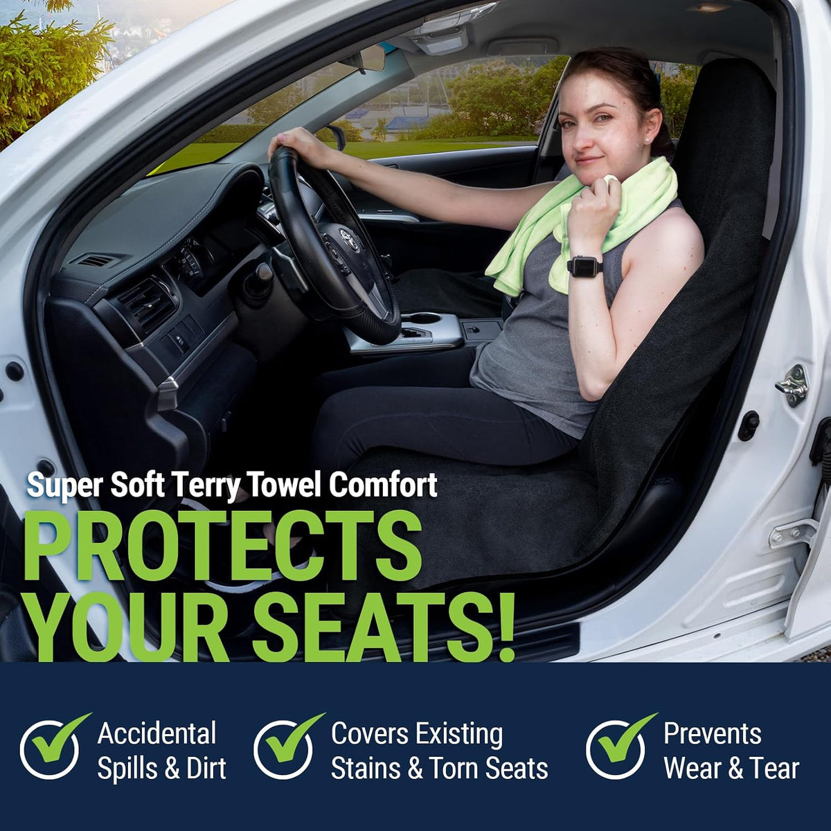 Season Guard Waterproof Towel Seat Cover,Universal Fit Non-Slip Front Cover