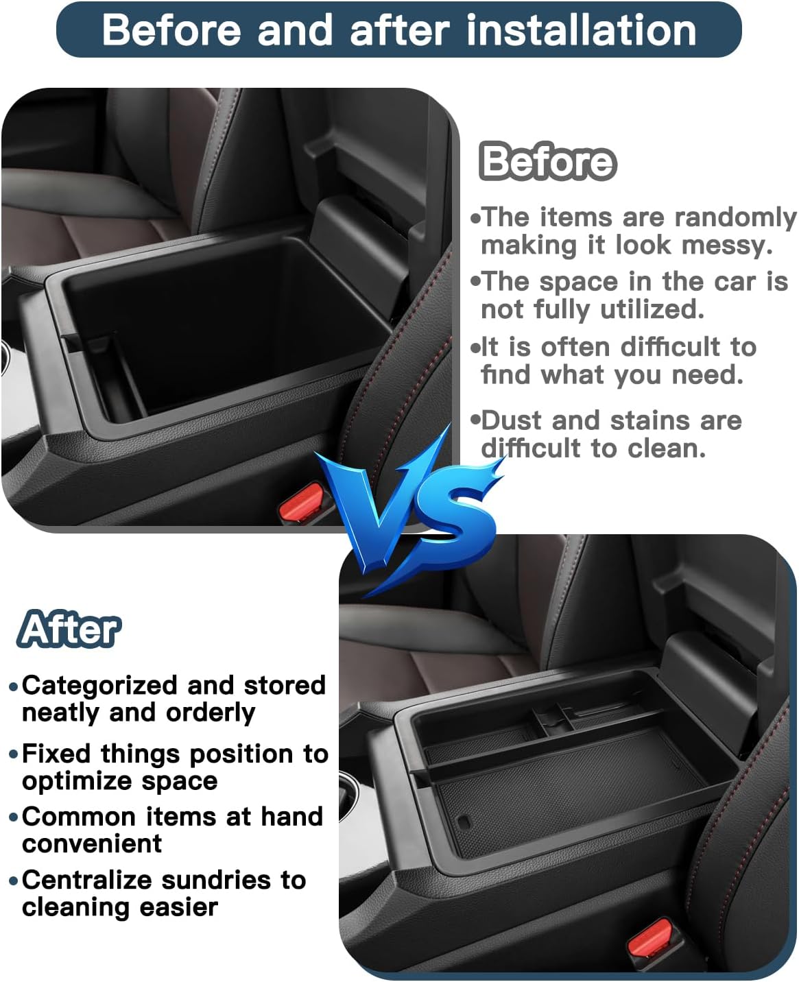 Ruiya 2026 Passport Center Console Organizer for Honda Passport 2026 Accessories ABS Armrest Console Glove Tray Compatible with 2026 Honda Passport RTL/TrailSport/TrailSport Elite & 2026 Honda Pilot