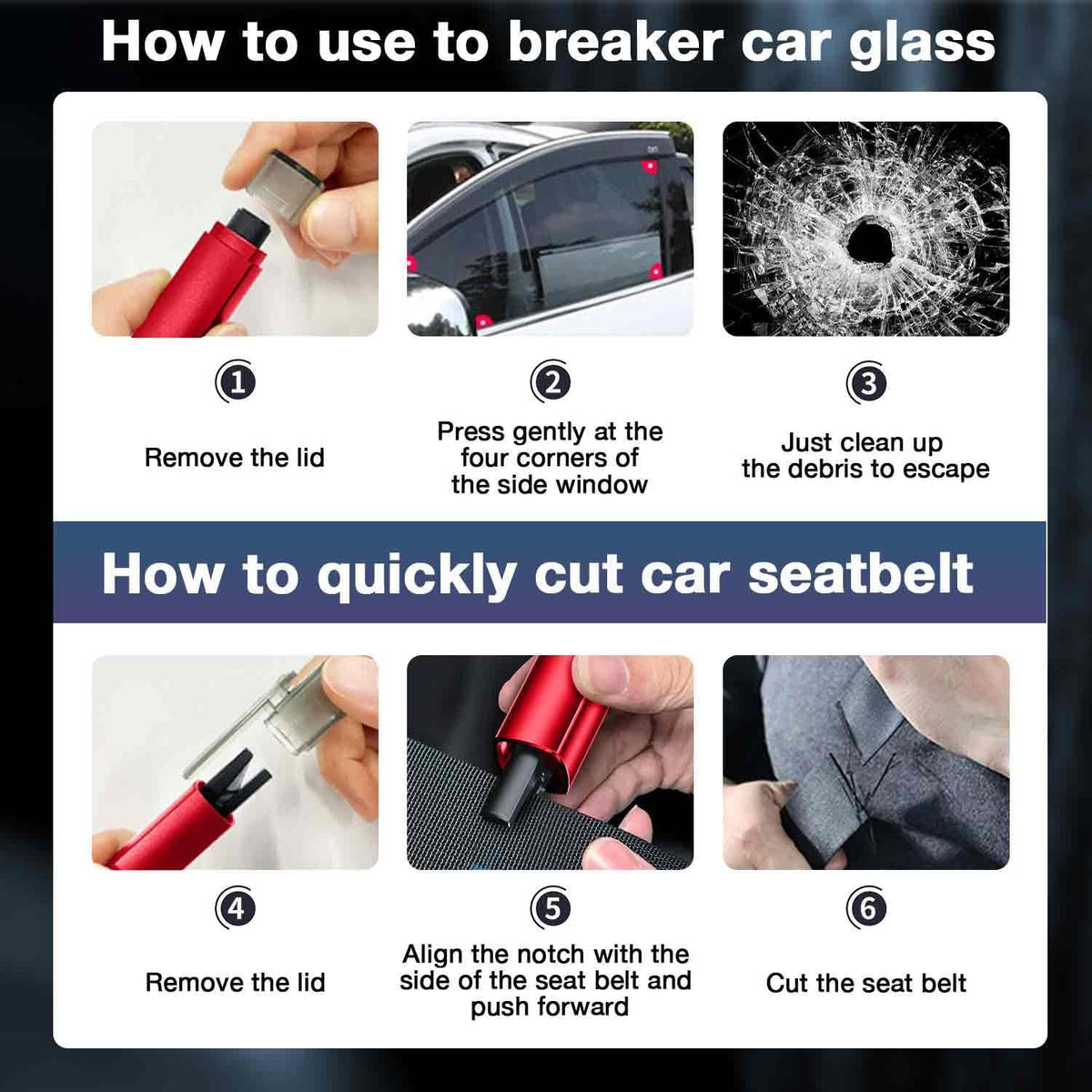 MOTORBUDDY Car Window Breaker Seatbelt Cutter and Emergency Glass Breaker