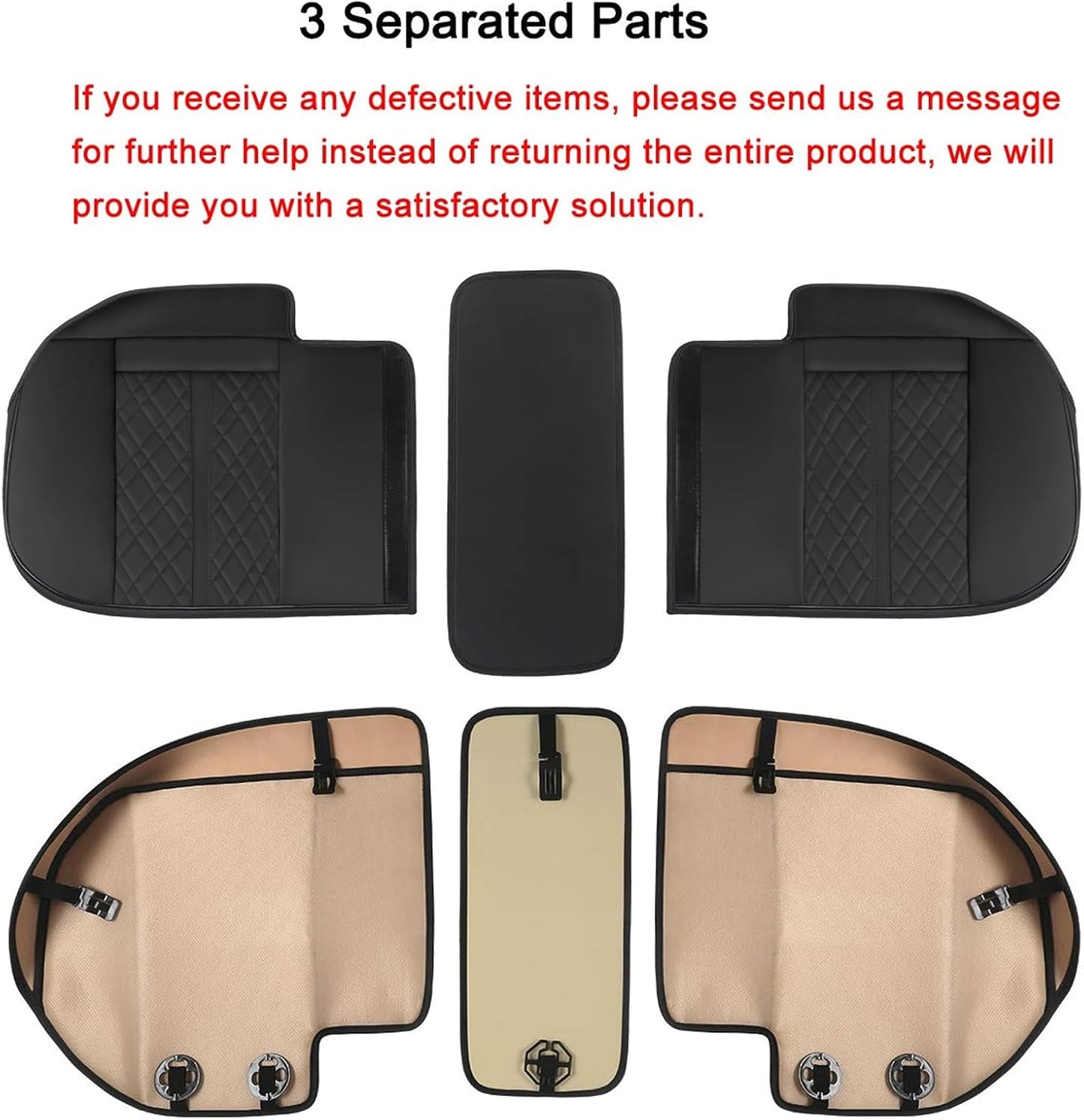 SanQing PU Leather Car Back Seat Covers - Universal Protector for Seat Bottoms - Works with 90% Vehicles (Sedan SUV Truck Mini Van) - Anti-Slip (Black Rear)