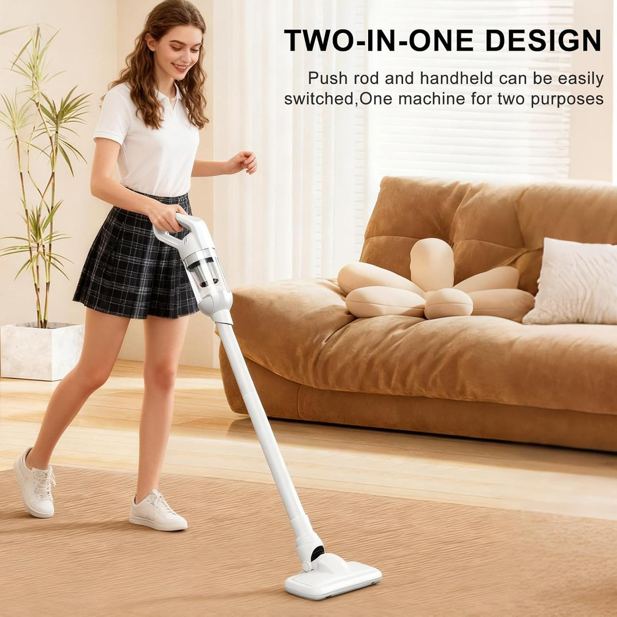 2-in-1 Cordless Handheld Vacuum, 10000Pa, LED Light for Car & Home