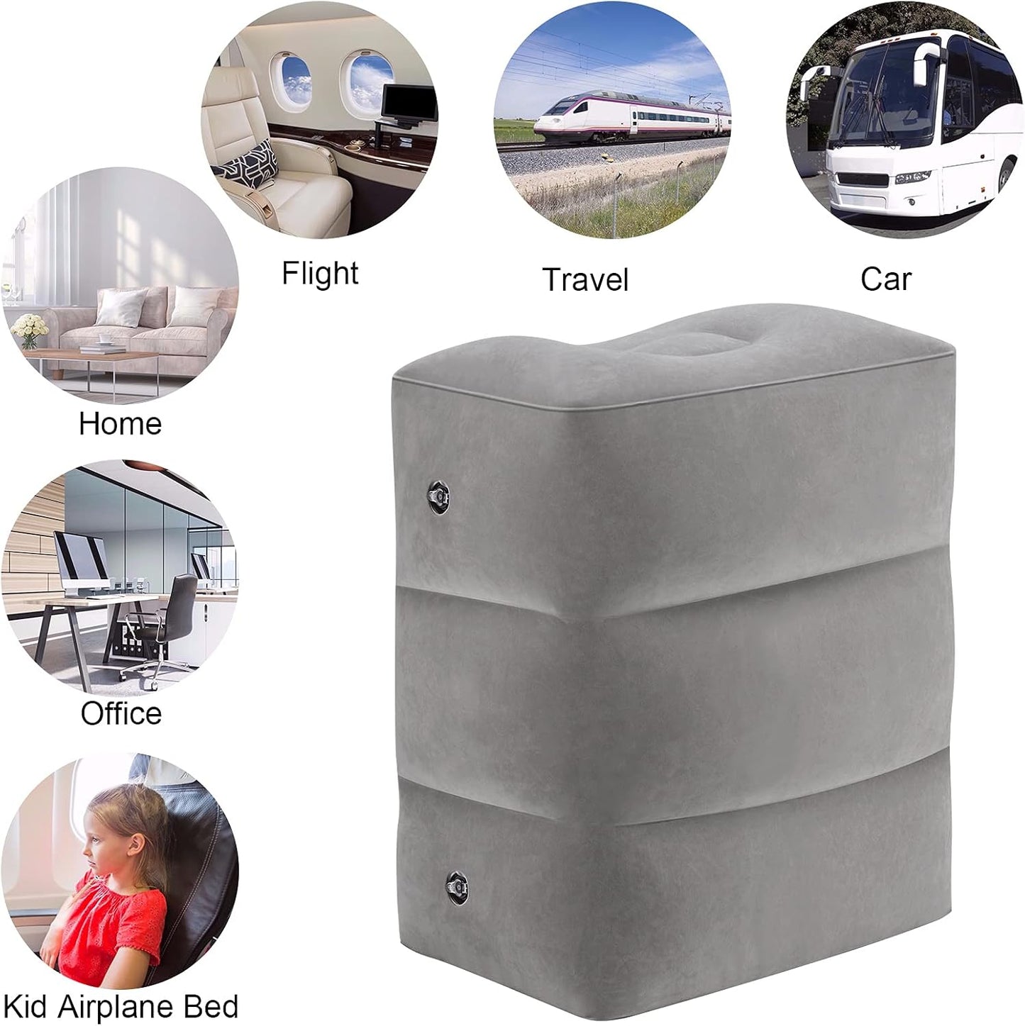 Inflatable Travel Pillow - Airplane Travel Essentials Adjustable Height Leg Rest Cushion for Airplane Office Home Cars Trains Desk