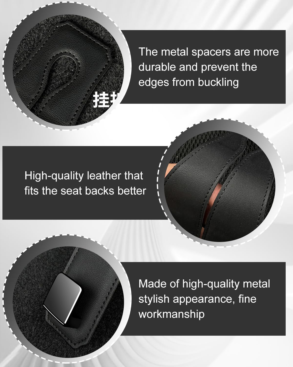 Headrest Hooks for Car, Car Seat Back Organizer Storage Hook, Black