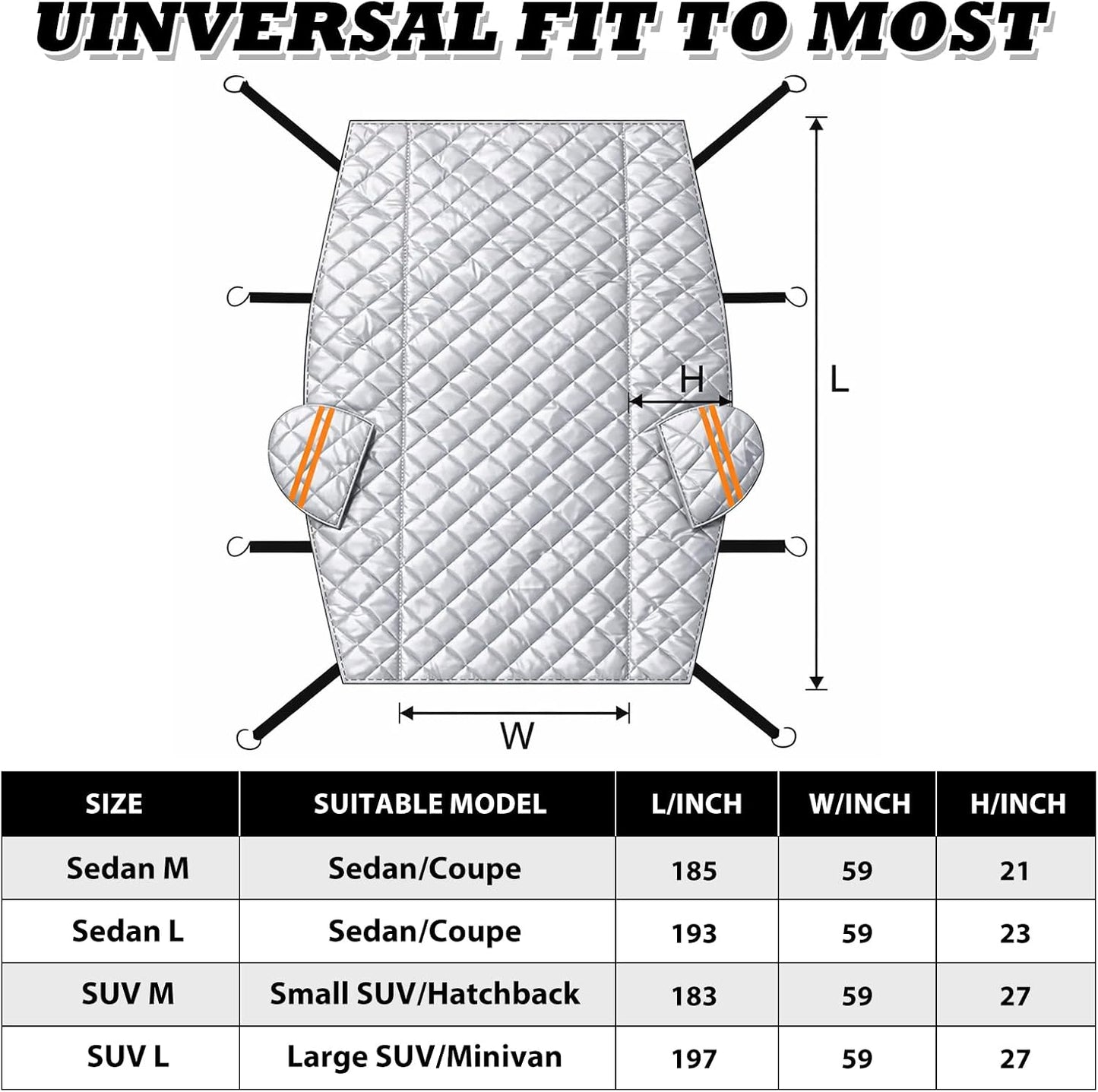 Hail Protector Car Cover, Multi-Layer Cotton Padded Half Car Cover, Thickened Top Protection for Hail, Snow & Impact, Fits Sedan L