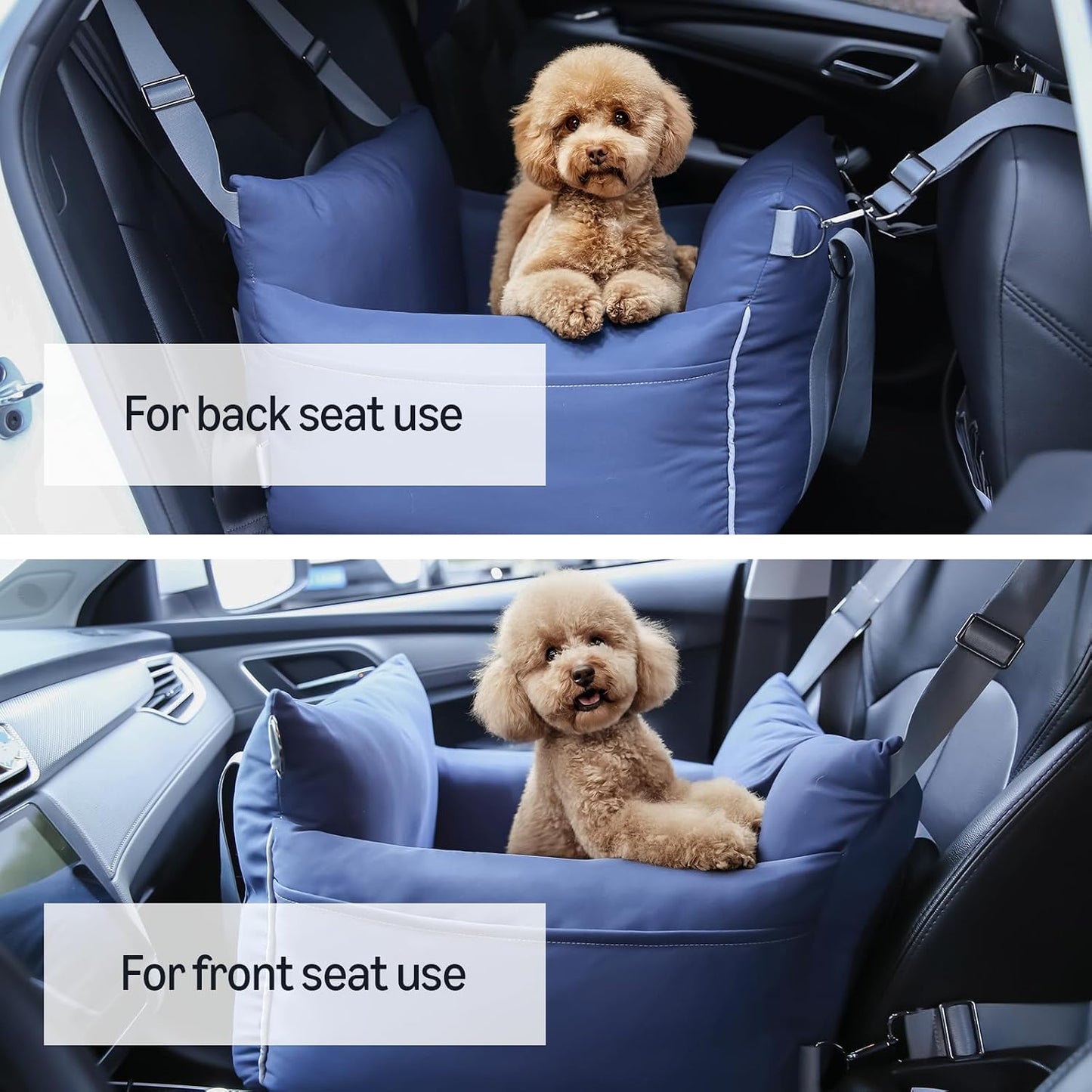 Amazon Basics Dog Car Seat, Pet Booster Car Seat for Small Medium Dogs, Outdoor Carrier Bed for Travel with Leash & Washable Cover